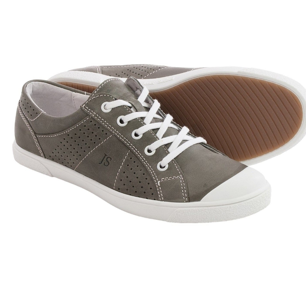 Josef Seibel Lilo Brown Grey and White Leather Lace up low top Sneakers size 36
